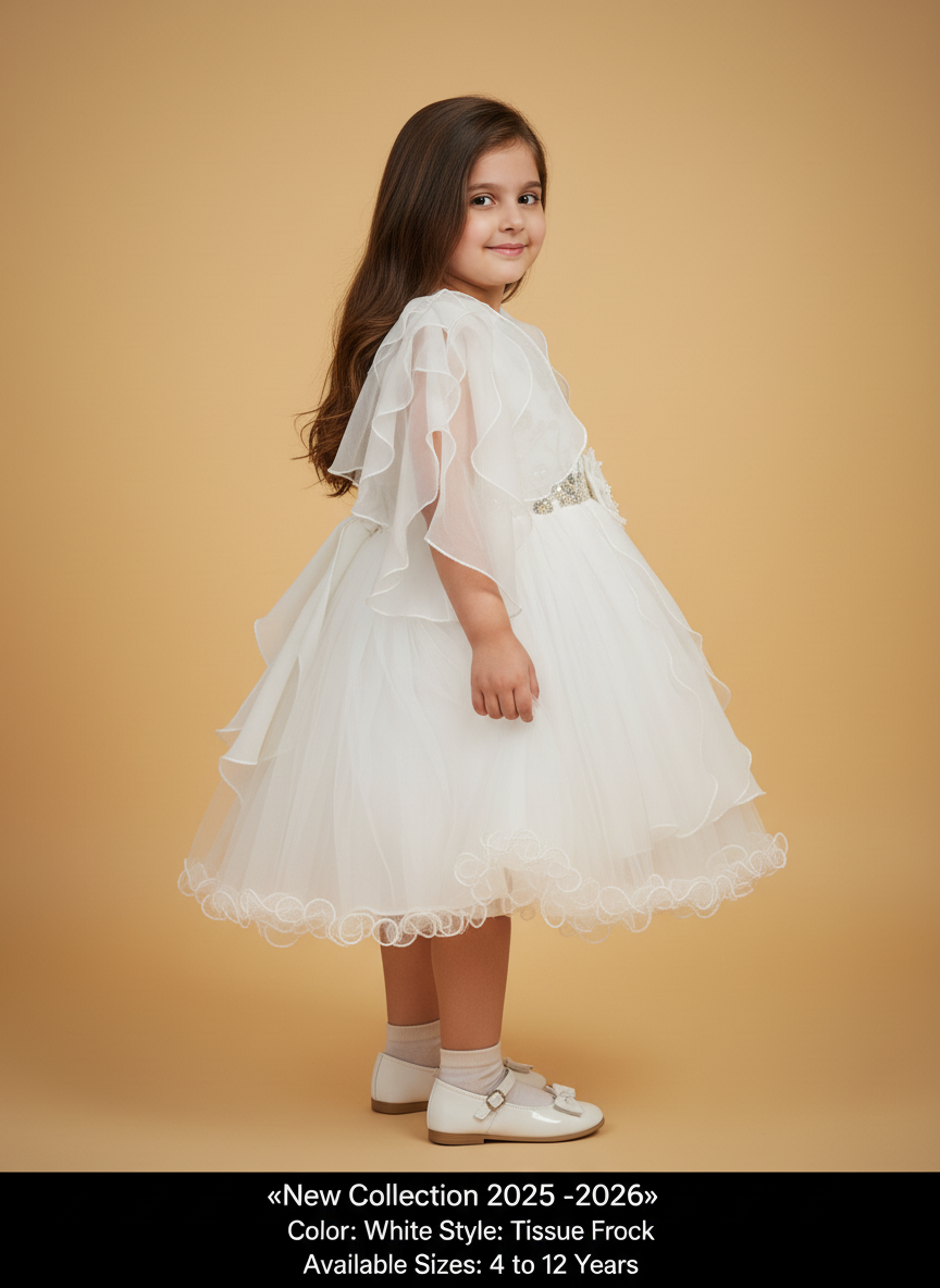 WHITE TISSUE BARBIE FROCK