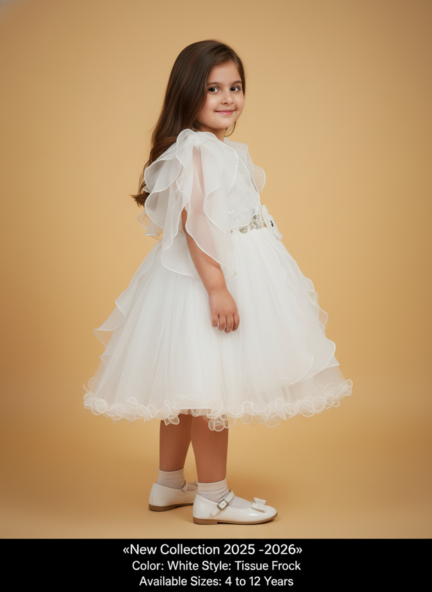 WHITE TISSUE BARBIE FROCK