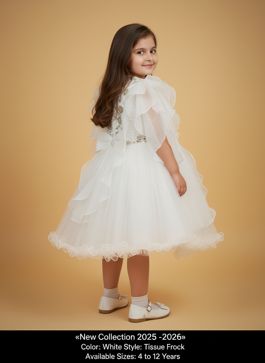 WHITE TISSUE BARBIE FROCK