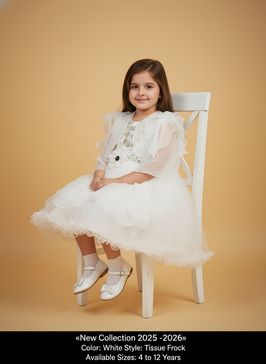 WHITE TISSUE BARBIE FROCK