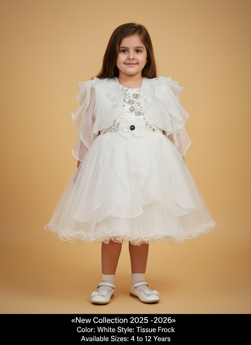 WHITE TISSUE BARBIE FROCK