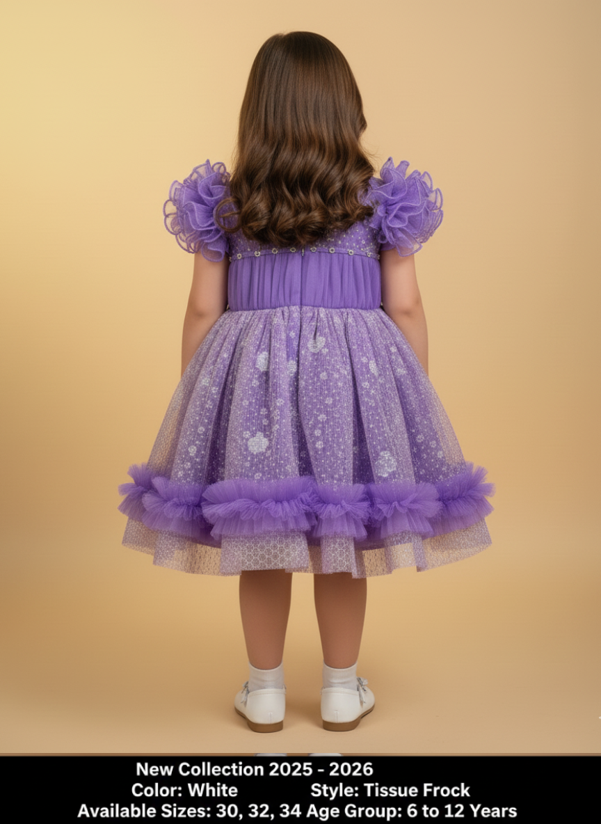 PURPLE TISSUE BARBIE FROCK