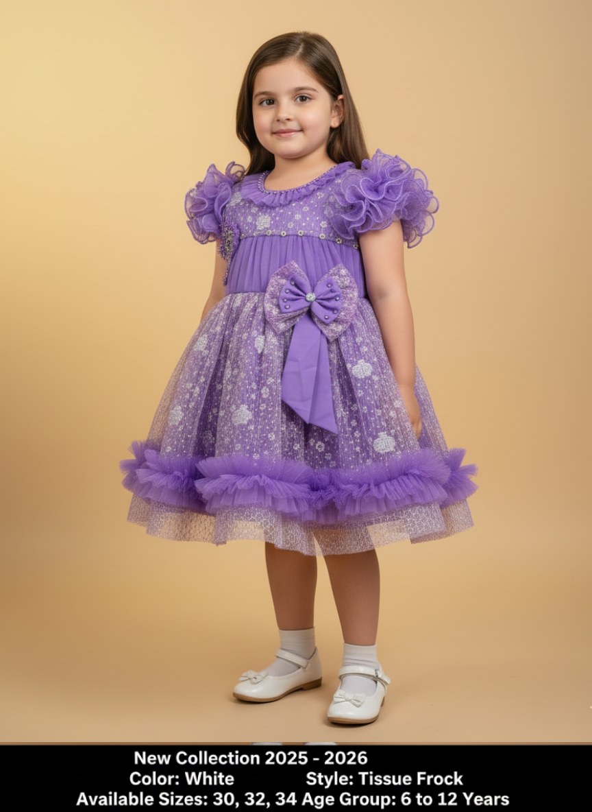 PURPLE TISSUE BARBIE FROCK