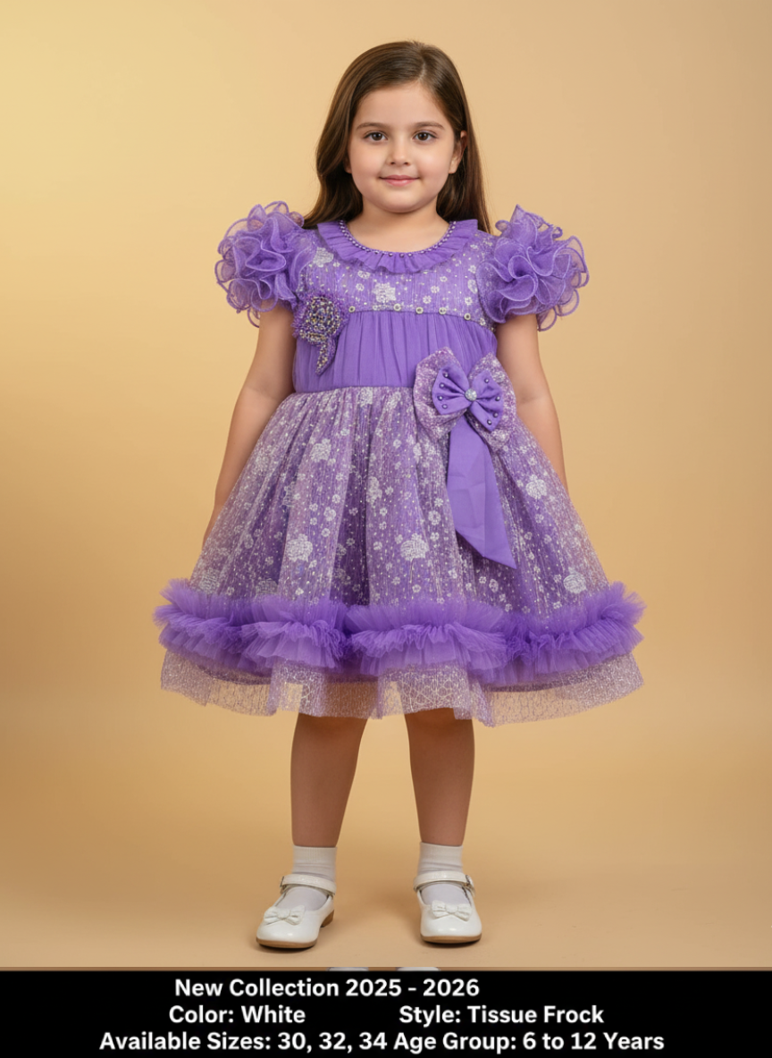 PURPLE TISSUE BARBIE FROCK