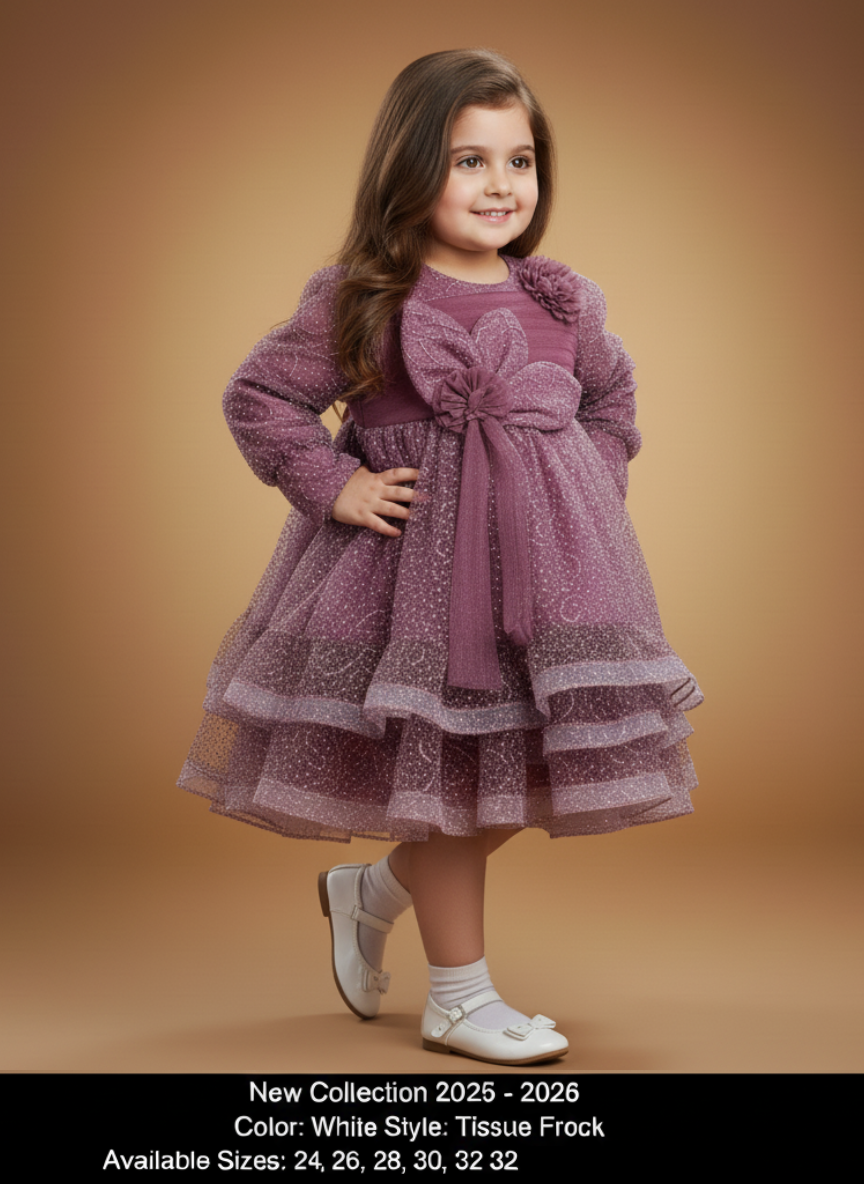 BROWN-WHITE LINED TISSUE BARBIE FROCK