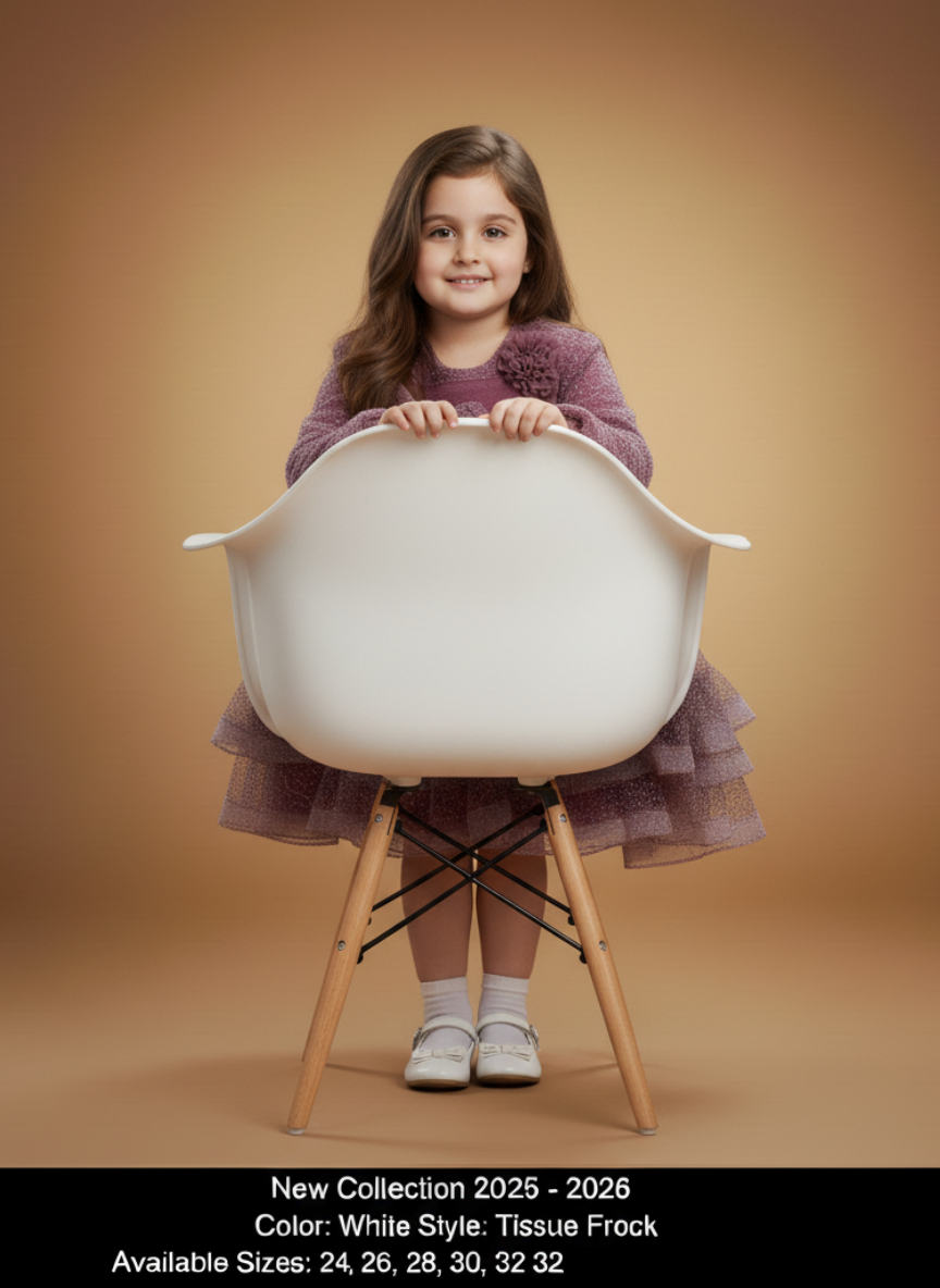 BROWN-WHITE LINED TISSUE BARBIE FROCK