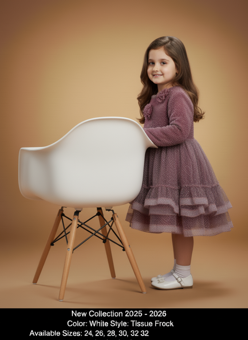 BROWN-WHITE LINED TISSUE BARBIE FROCK