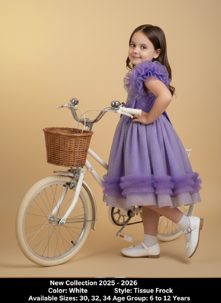 PURPLE TISSUE BARBIE FROCK