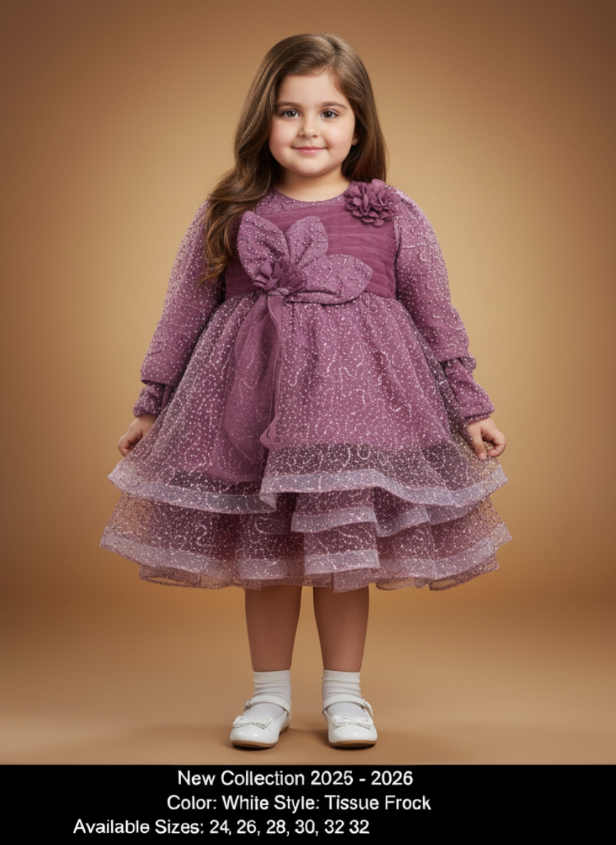 BROWN-WHITE LINED TISSUE BARBIE FROCK