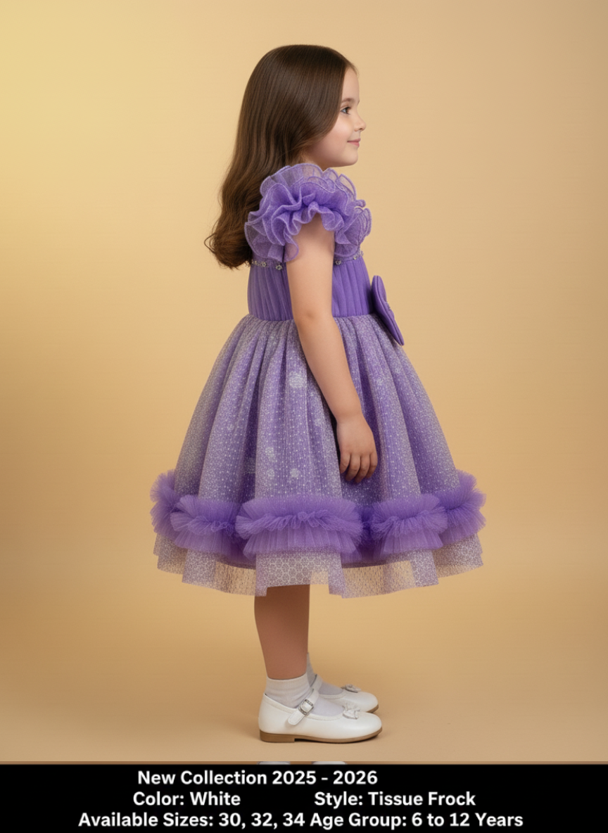 PURPLE TISSUE BARBIE FROCK